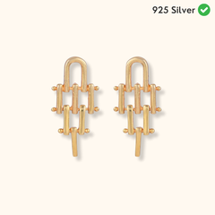 Golden Interlocking Grid Earrings - From Purl