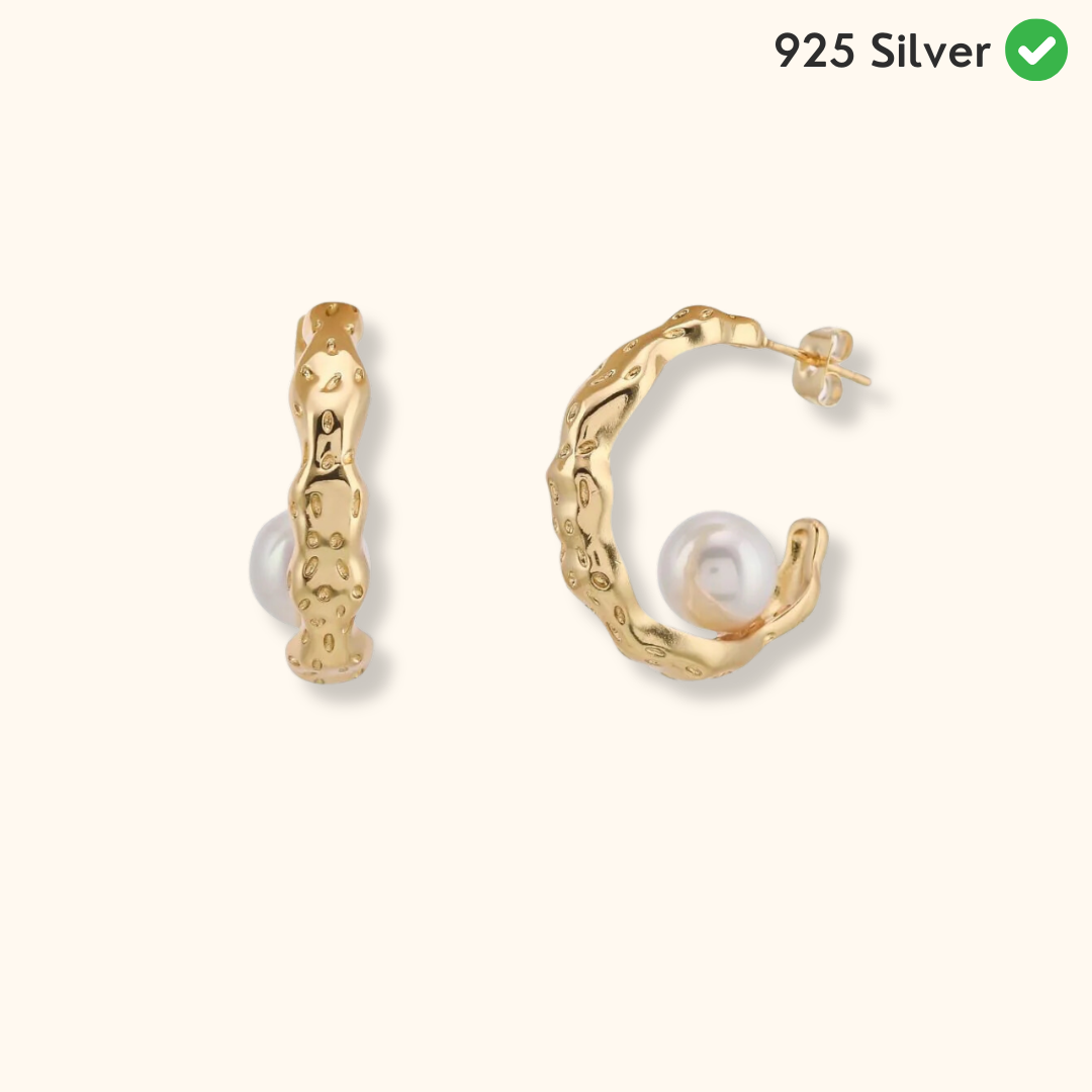 Natural Pearl Hoop Earrings in 925 Silver - From Purl