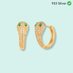 Emerald-Eyed Serpent Hoop Earrings