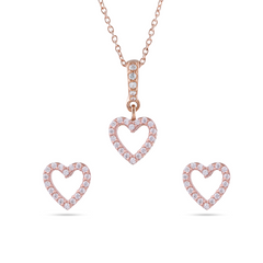 Heart Silver Diamond Set