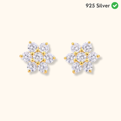 White Diamond Satnagi (Cluster) Studs Earrings 925 Silver| Gold Plated - From Purl