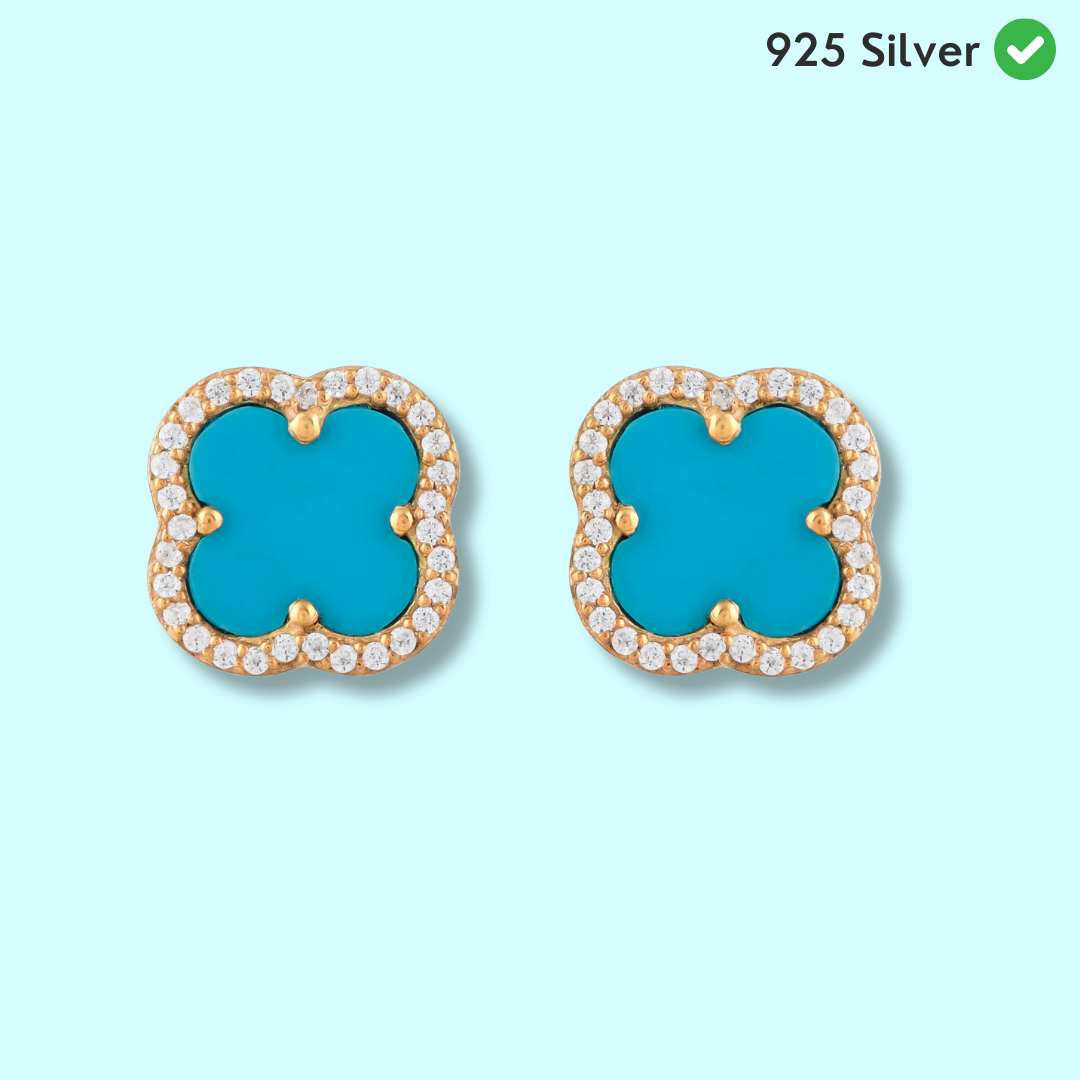 Turquoise Clover Stud Earrings | Natural Turquoise - From Purl