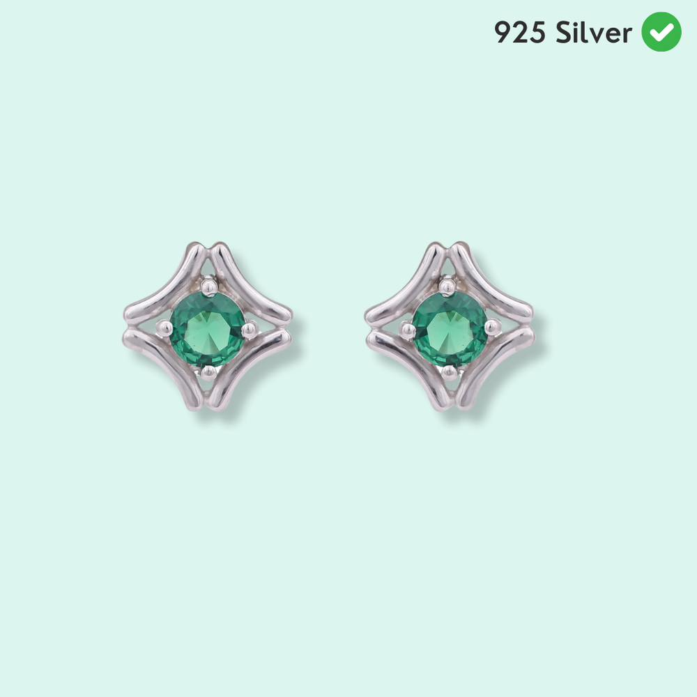 Blue/Green Cz Silver Earring -From Purl