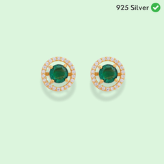 Round Halo Cz Silver Earrings - From Purl