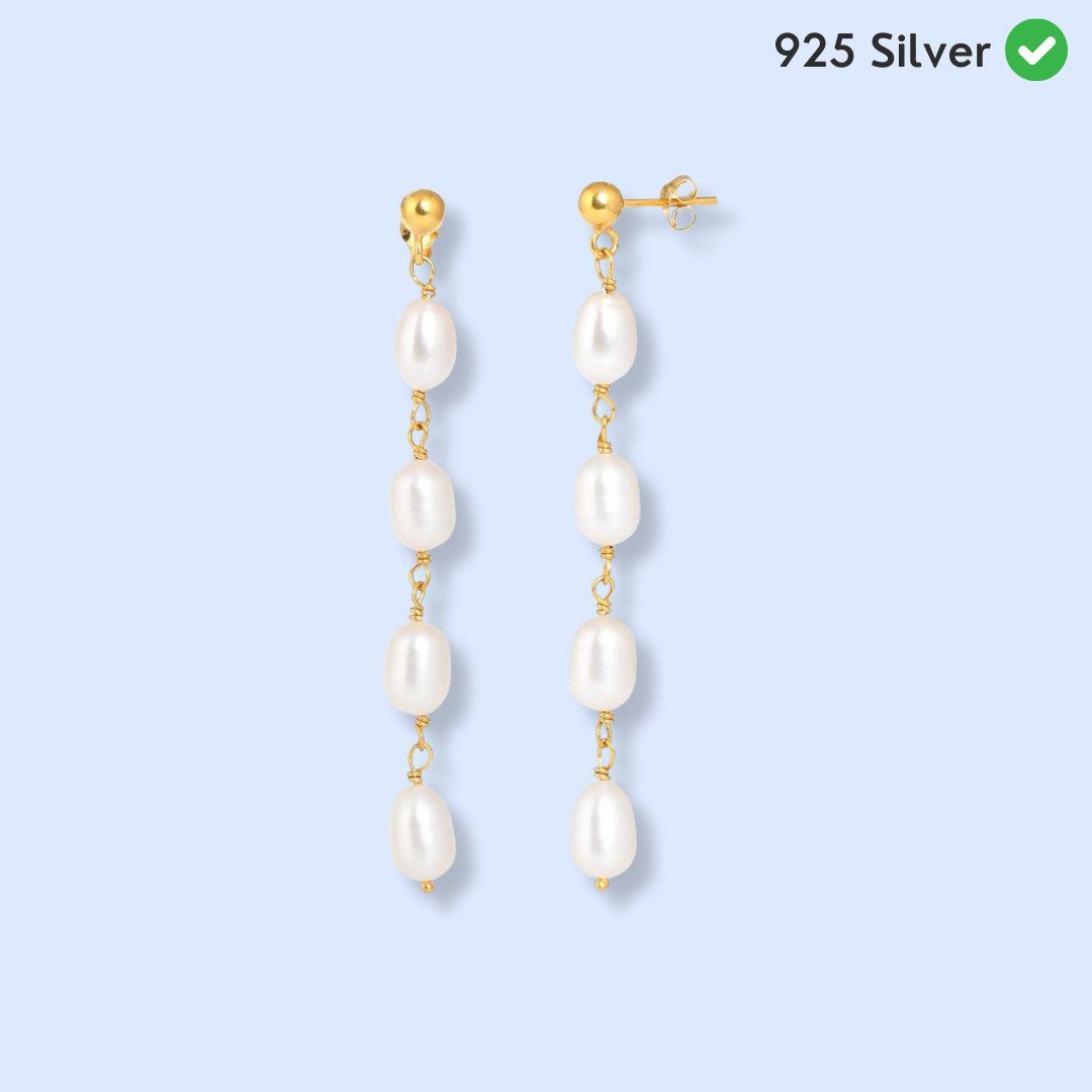 Glistening Pearl Drops Silver Earrings - From Purl