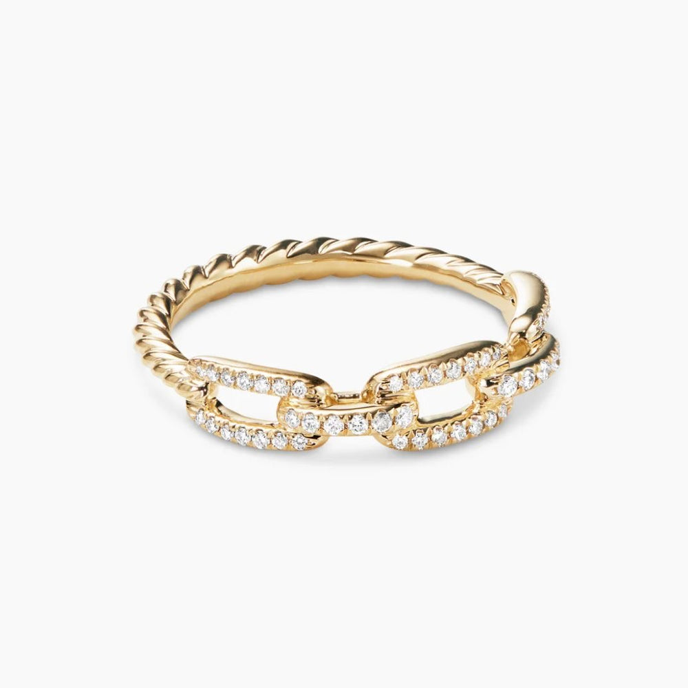 Elegant 18K Gold Diamond Pavé Link Ring (Copy) Purl