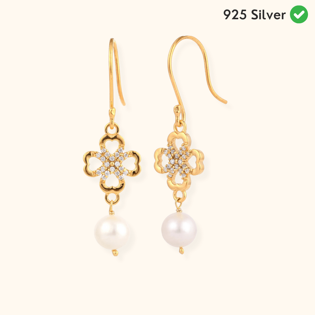 Charming Clove Flower Pearl Drop Silver Earring - From Purl