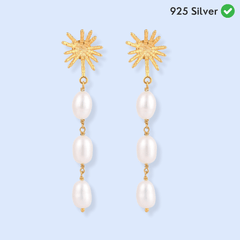 Bohemian Flower Pearl Drop Silver Earring - From Purl