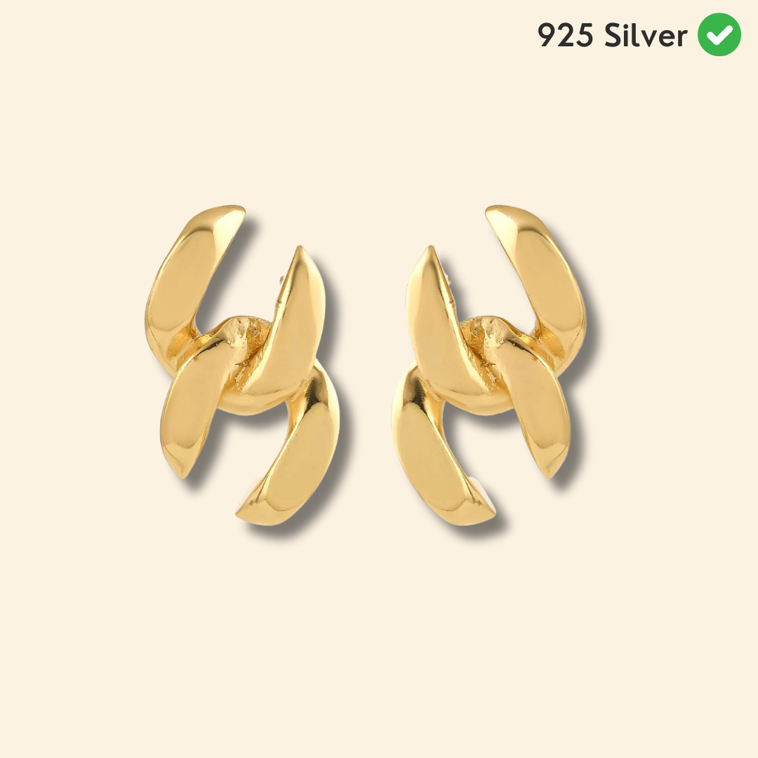 Gold Interlocking Link Stud Earrings - From Purl