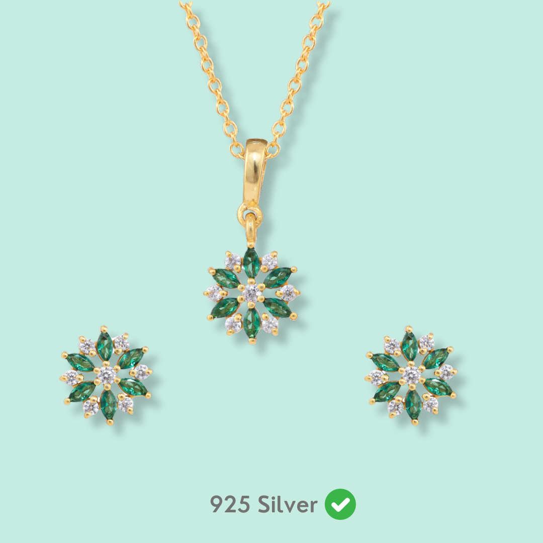 Elegant Emerald Flower Set