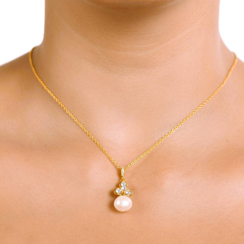 Elegant White Cz Pearl Silver Necklace - From Purl Purl