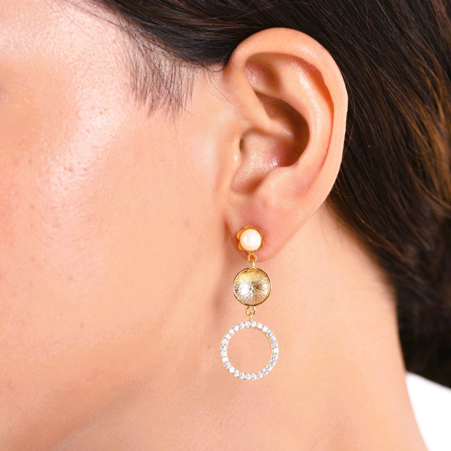 Pearl Drop Circle Party Circle Earring - From Purl Purl