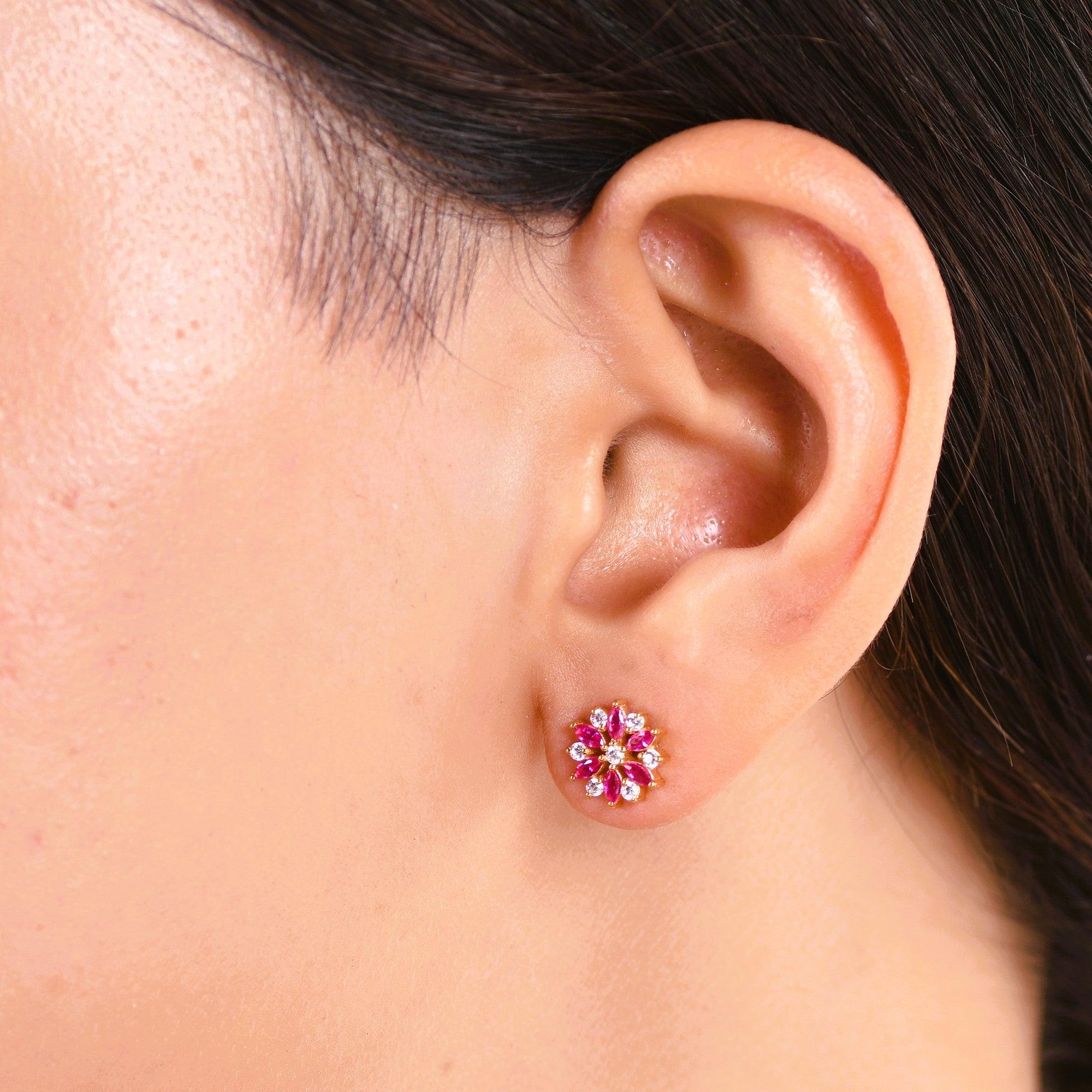 Flower Cz Silver Earring - From Purl Purl