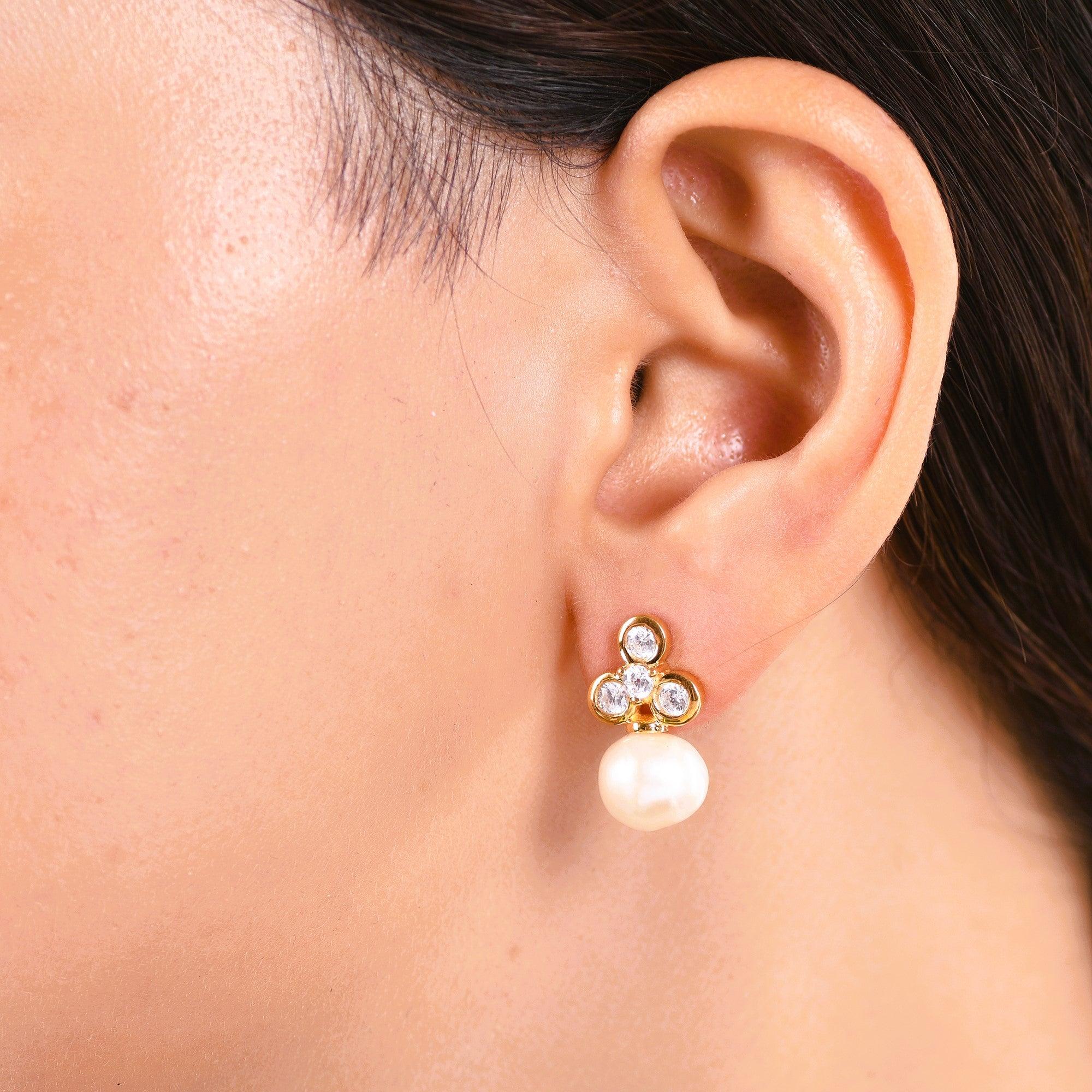 Elegant Diamond Pearl Earring - From Purl Purl