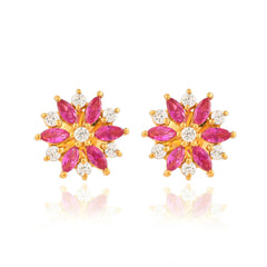 Flower Cz Silver Earring - From Purl Purl