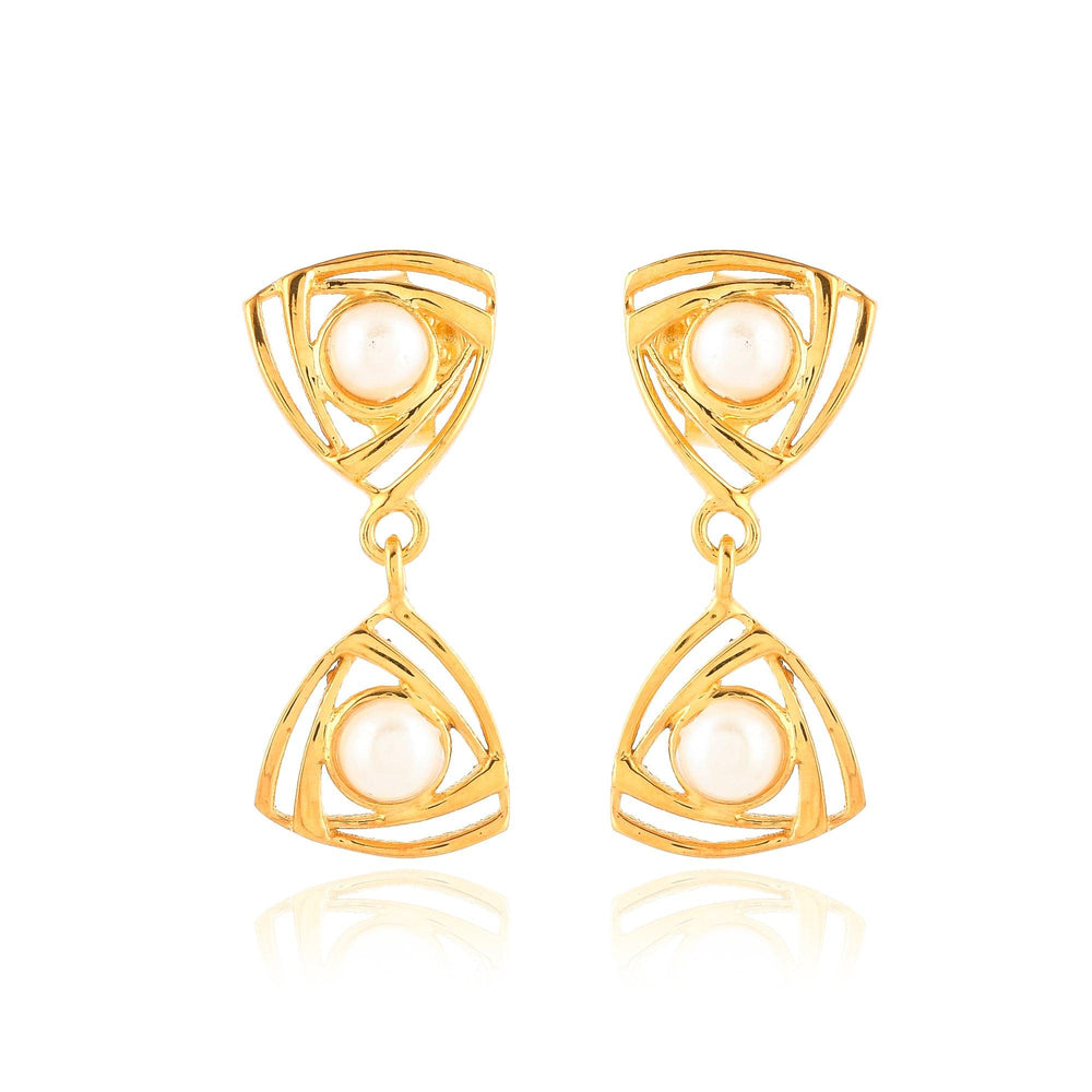 Triangular Dangler Pearl Earring| 925 Silver| Gold Plated - From Purl Purl