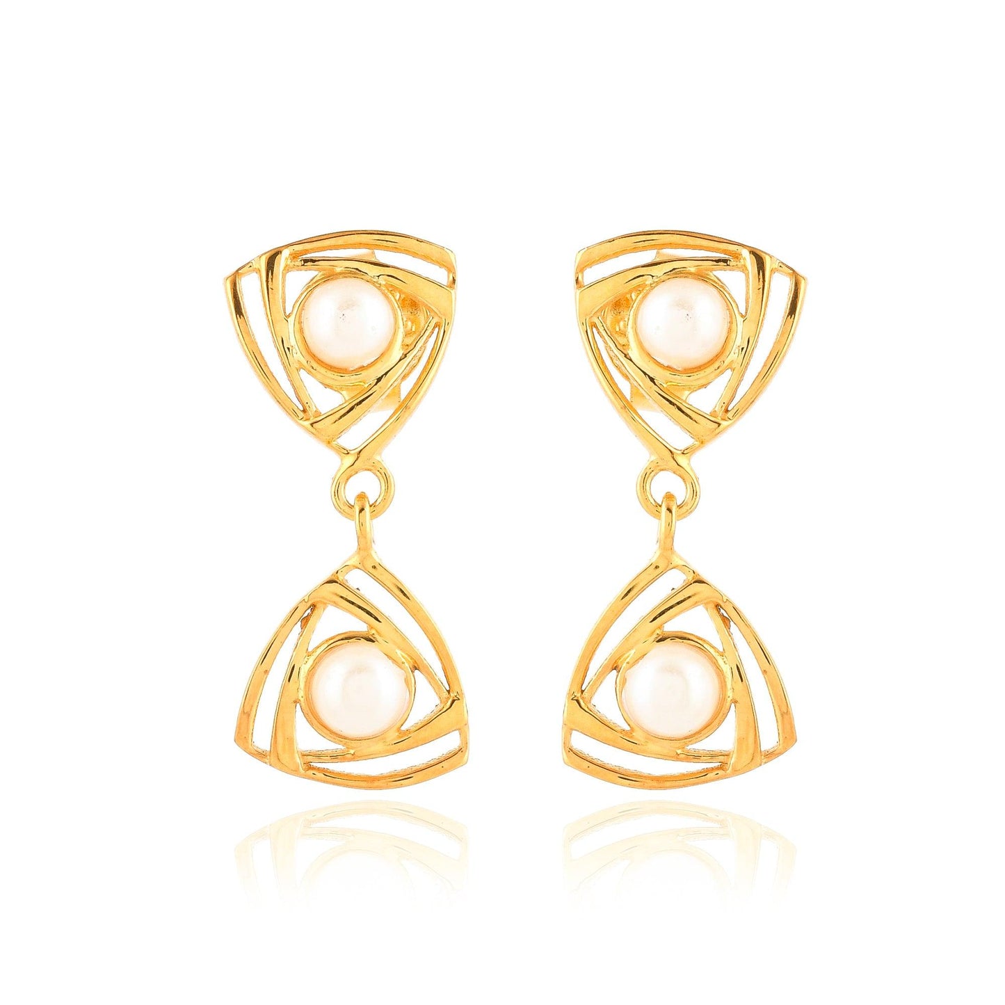 Triangular Dangler Pearl Earring| 925 Silver| Gold Plated - From Purl Purl
