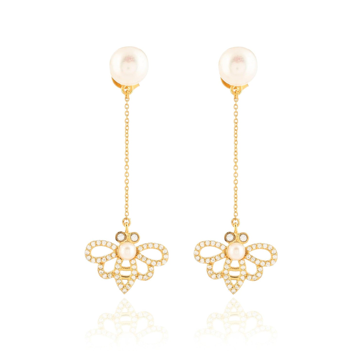 Bumble-Bee-Pearl-Drop-Earrings-For-Girls-And-Women