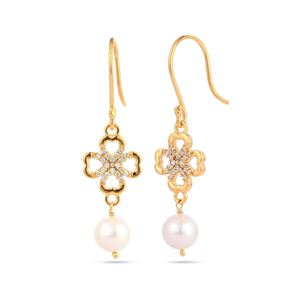Charming-Clove-Flower-Pearl-Drop-Silver-Earrings-For-Girls-And-Women