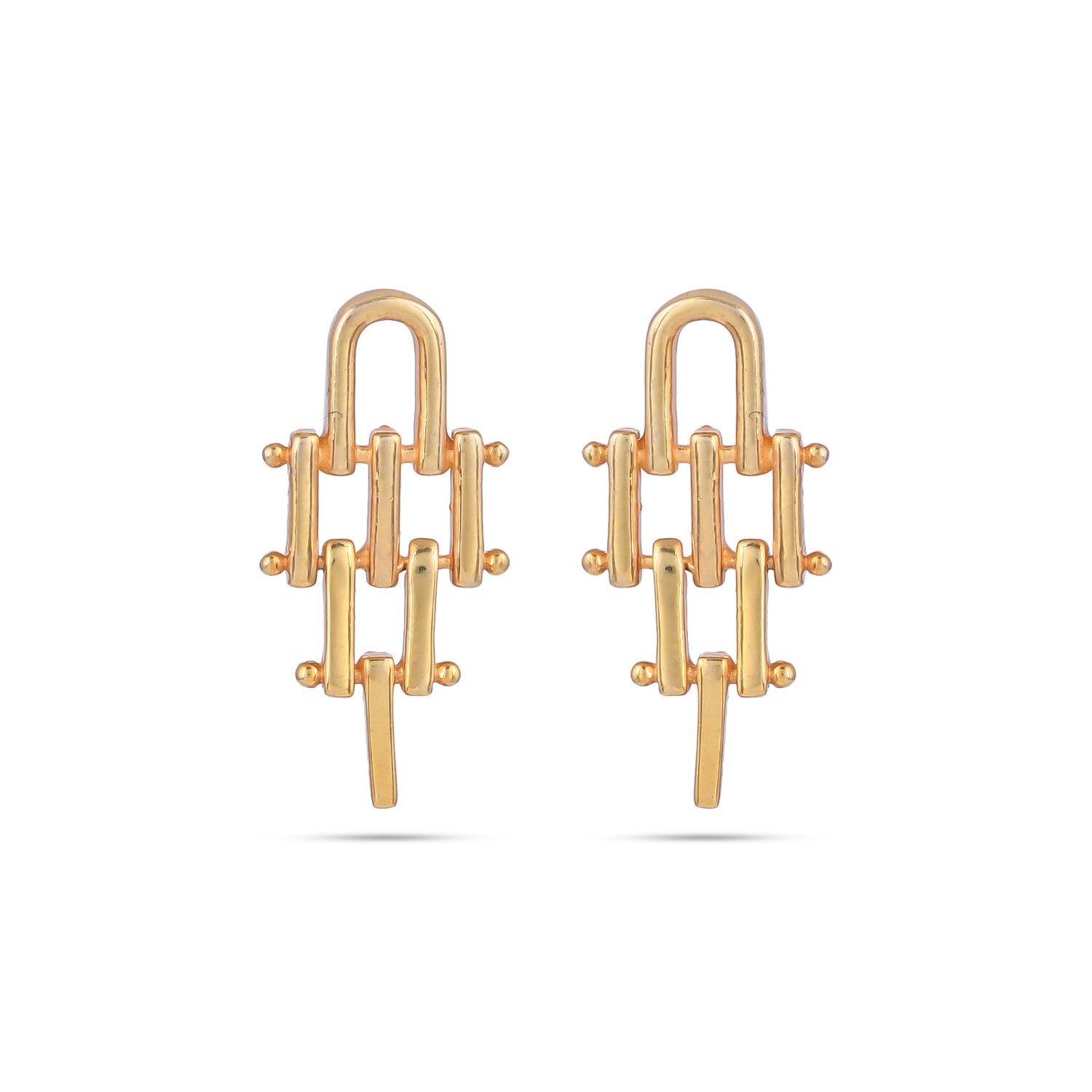 Golden Interlocking Grid Earrings - From Purl