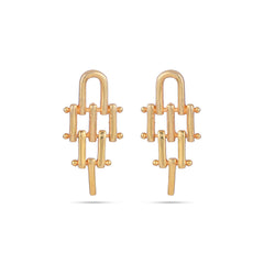 Golden Interlocking Grid Earrings - From Purl