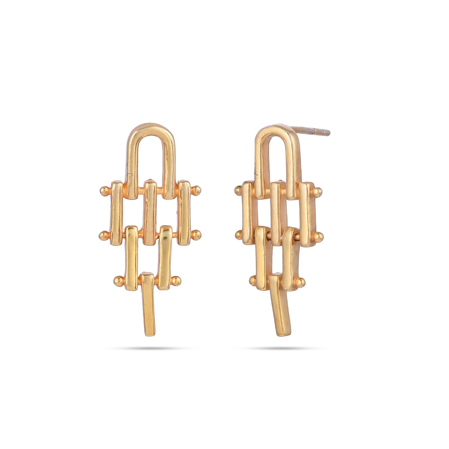 Golden Interlocking Grid Earrings - From Purl