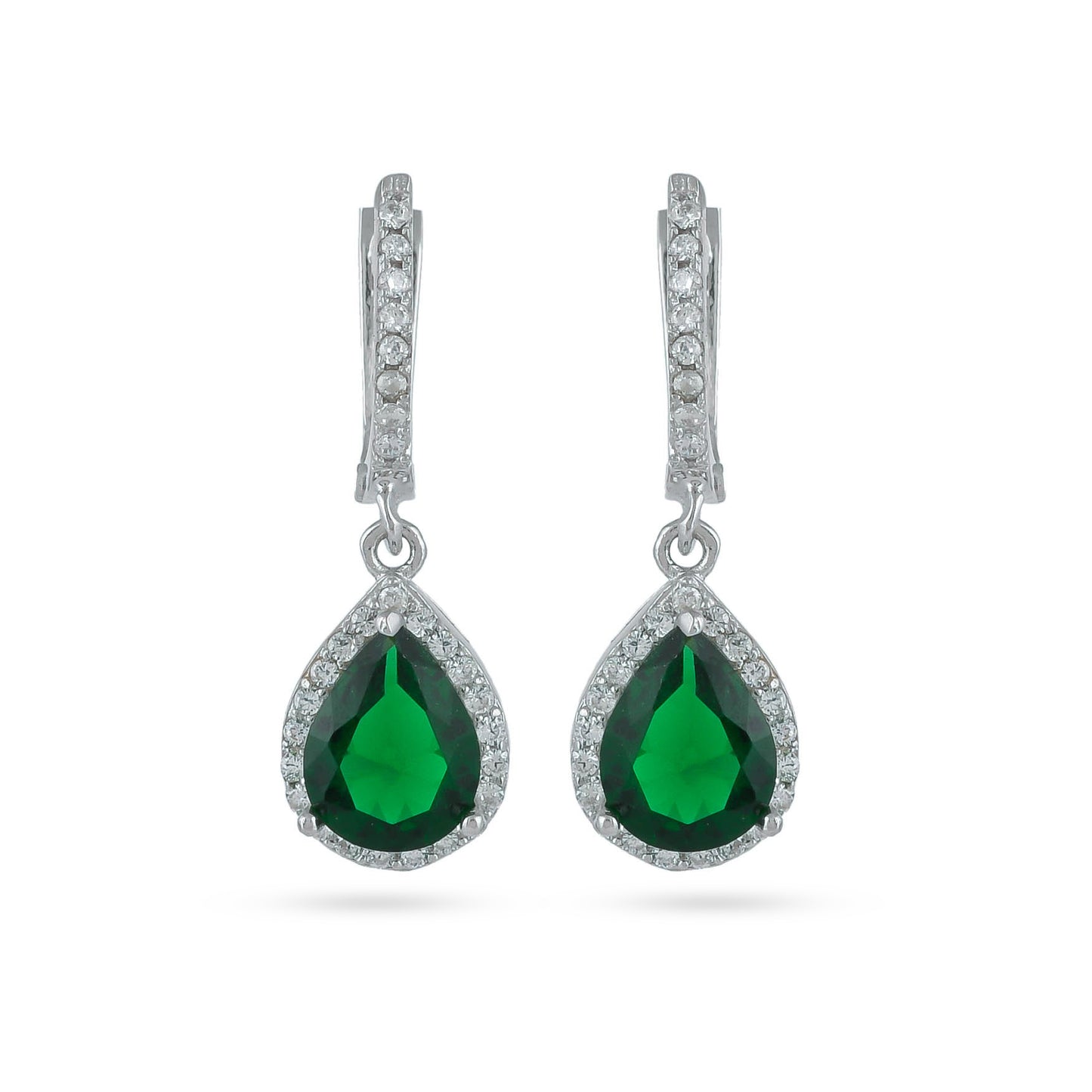 Green Cz Silver Drop Earring - From Purl Purl