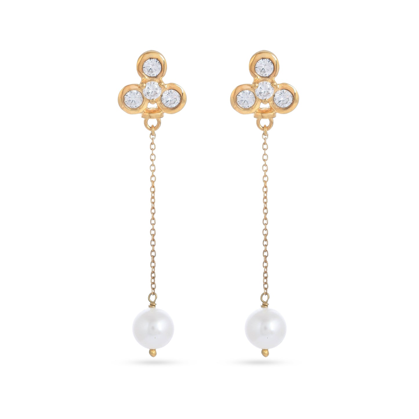 Elegant White Cz Pearl Silver Earring - From Purl Purl