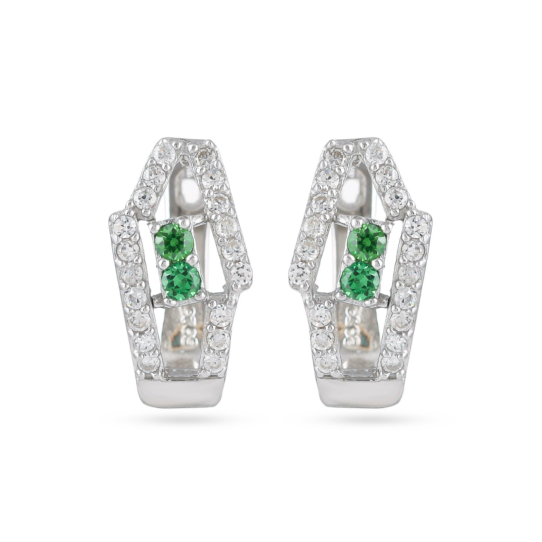 Elegant Green Cz Silver Earrings - From Purl Purl