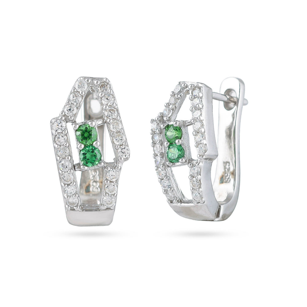 Elegant Green Cz Silver Earrings - From Purl Purl