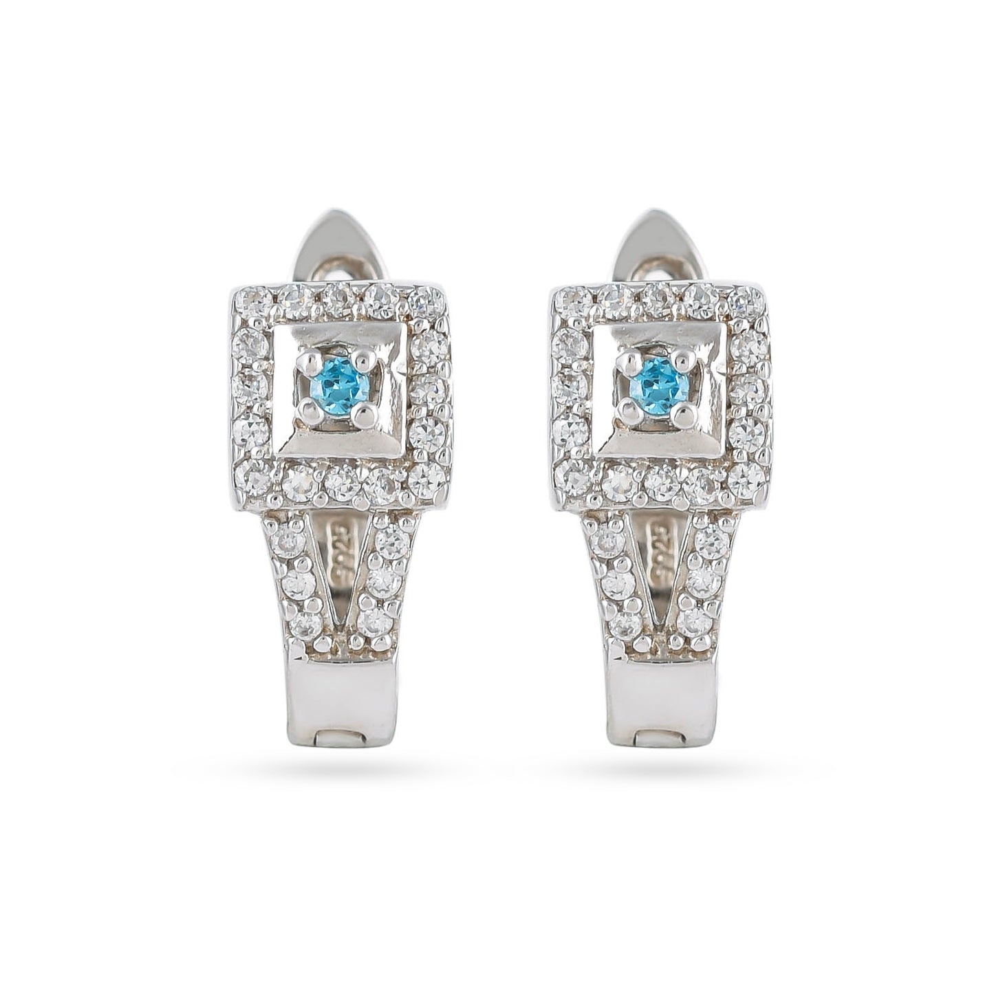 Silver Sparkling Shine Blue Cz Earrings - From Purl Purl