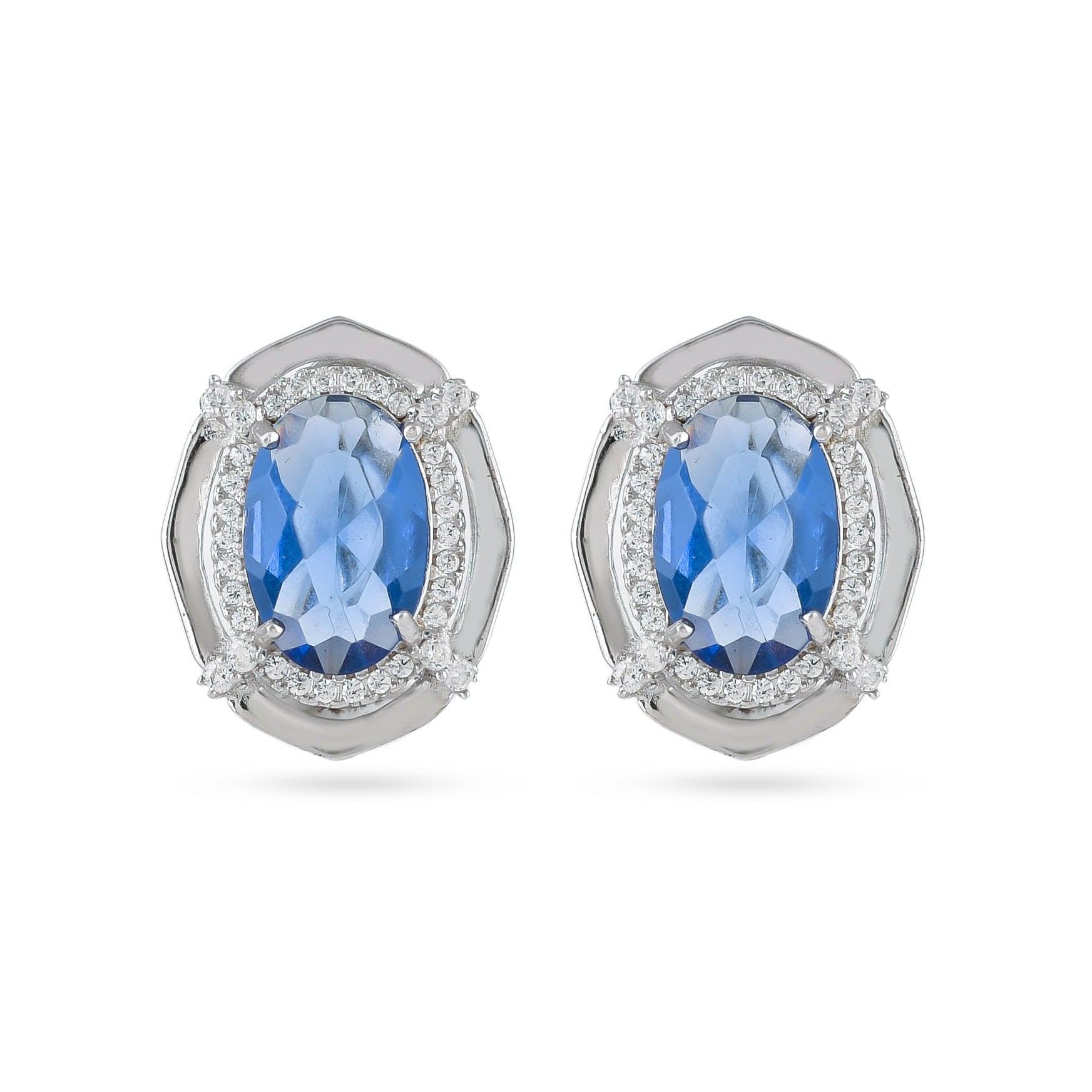 Sparkling Blue Cz Silver Earrings - From Purl Purl