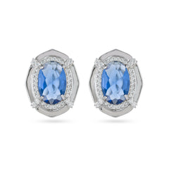 Sparkling Blue Cz Silver Earrings - From Purl Purl