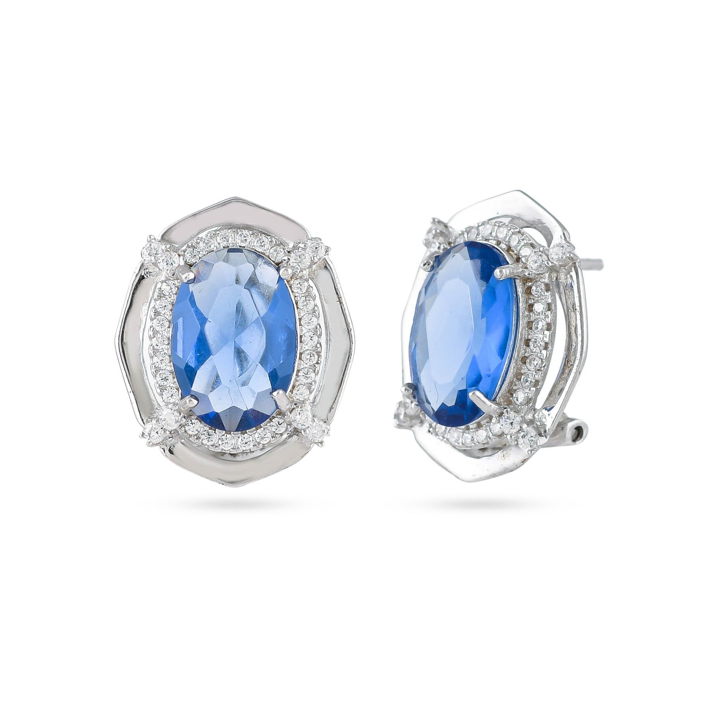 Sparkling Blue Cz Silver Earrings - From Purl Purl
