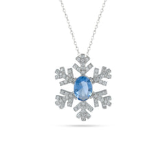 Blue-Cz-Snowflake-Silver-Necklace-For-Women