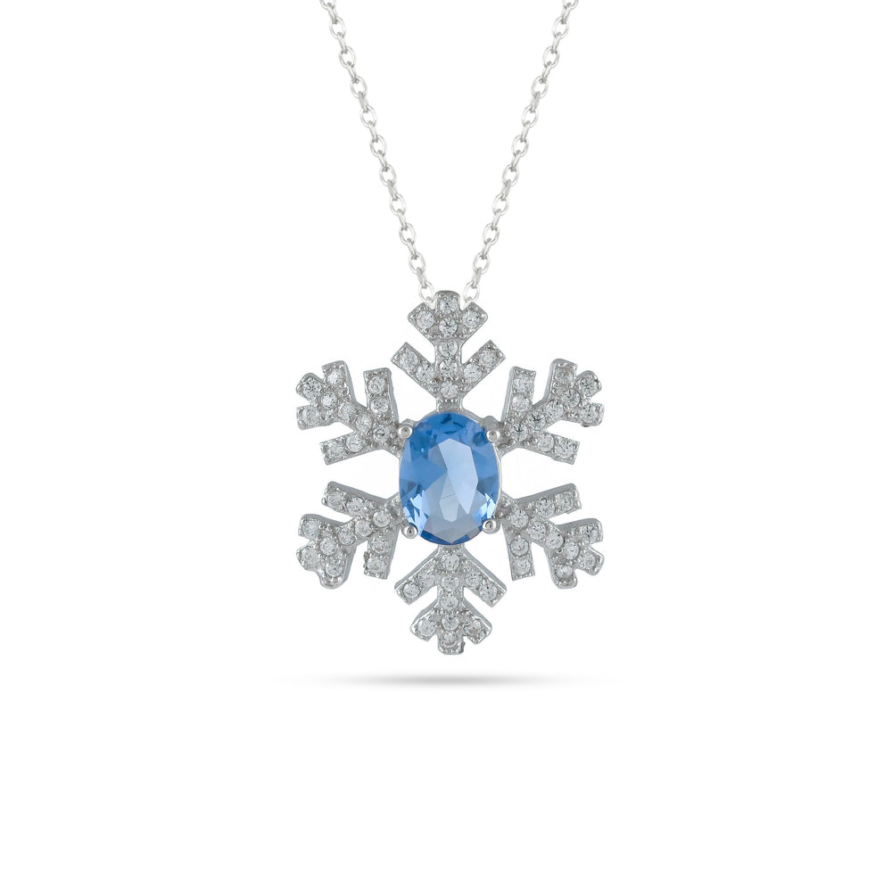 Blue-Cz-Snowflake-Silver-Necklace-For-Women