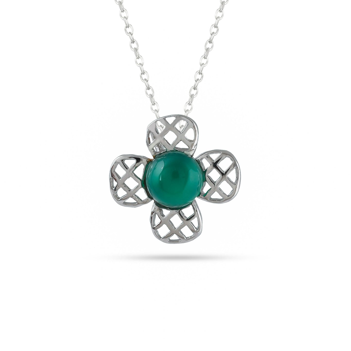 Green Cz Bloom Silver Necklace - From Purl Purl