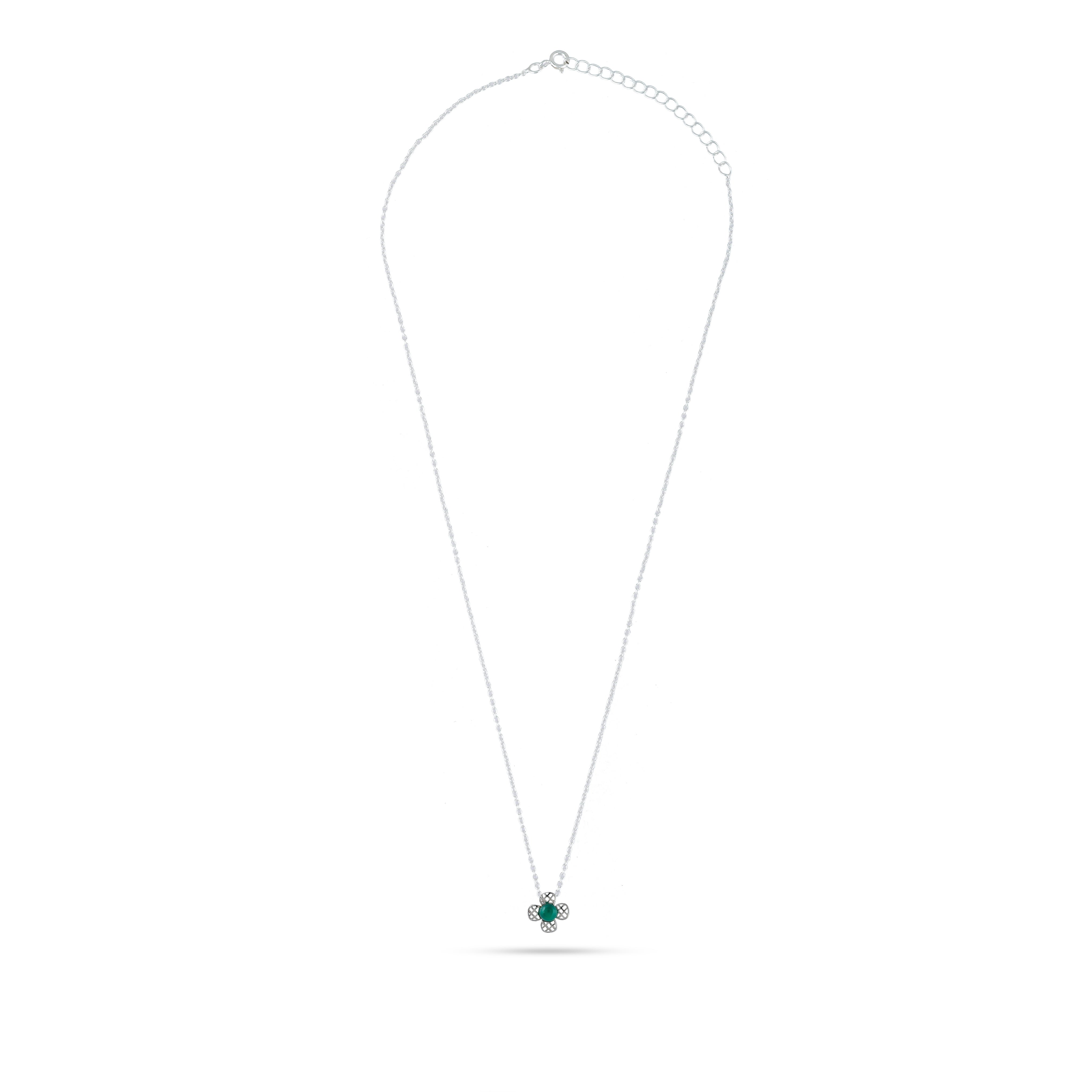 Green Cz Bloom Silver Necklace - From Purl Purl