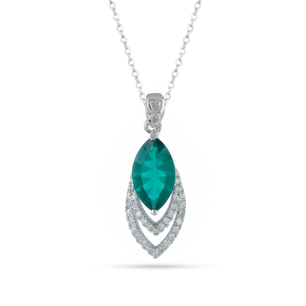 Green Cz Leaf Silver Necklace - From Purl Purl