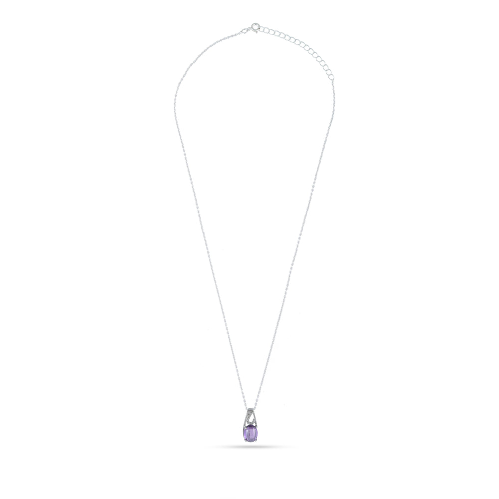 Elegant Purple Cz Silver Necklace - From Purl Purl