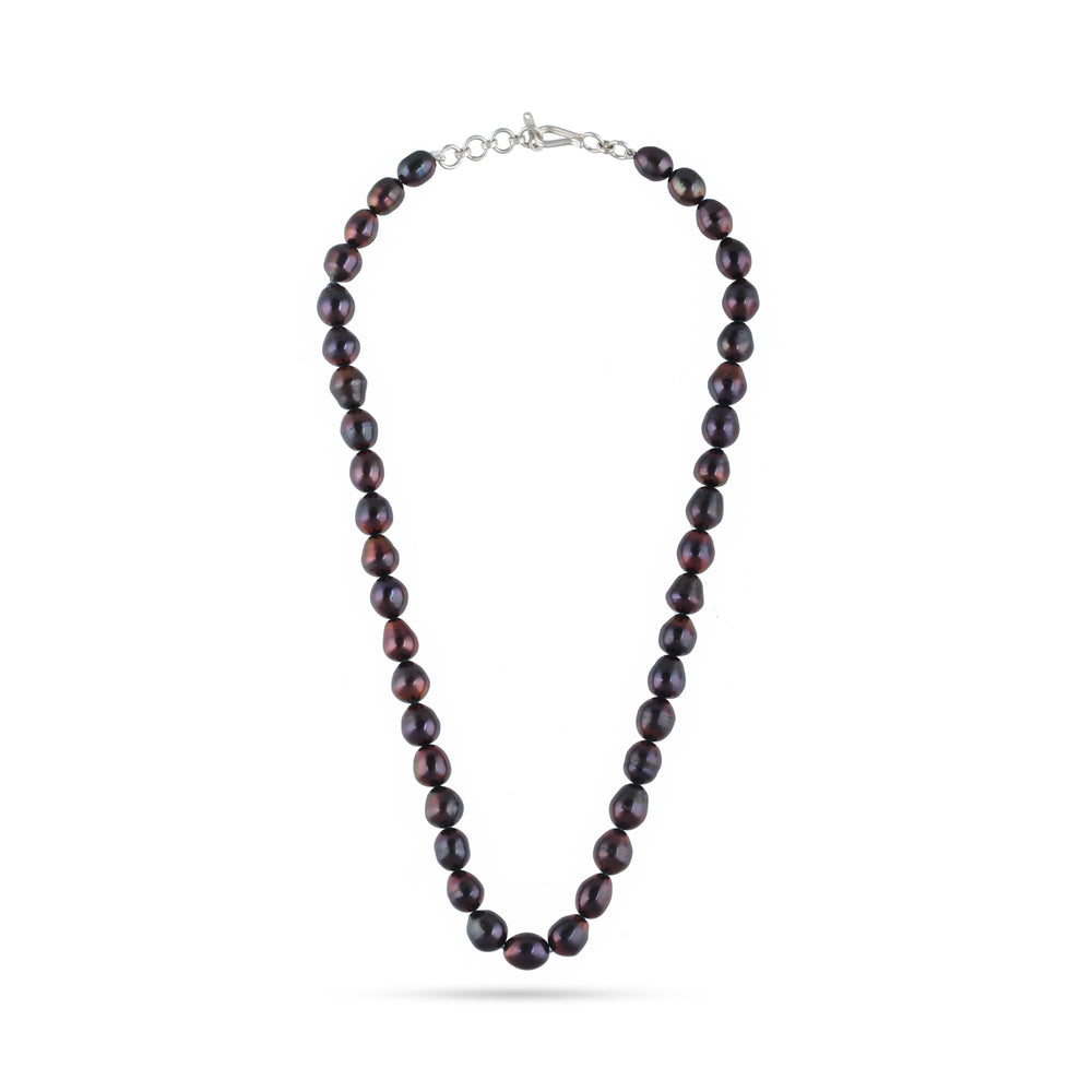 Timeless Natural Aubergine Pearl Necklace| 925 Silver - From Purl Purl