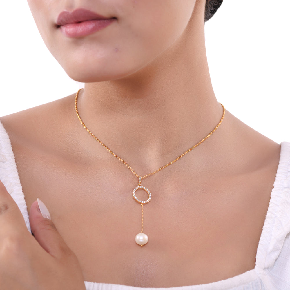 Timeless Eternity Pearl Circle Necklace | 925 Silver| Gold Plated - From Purl Purl