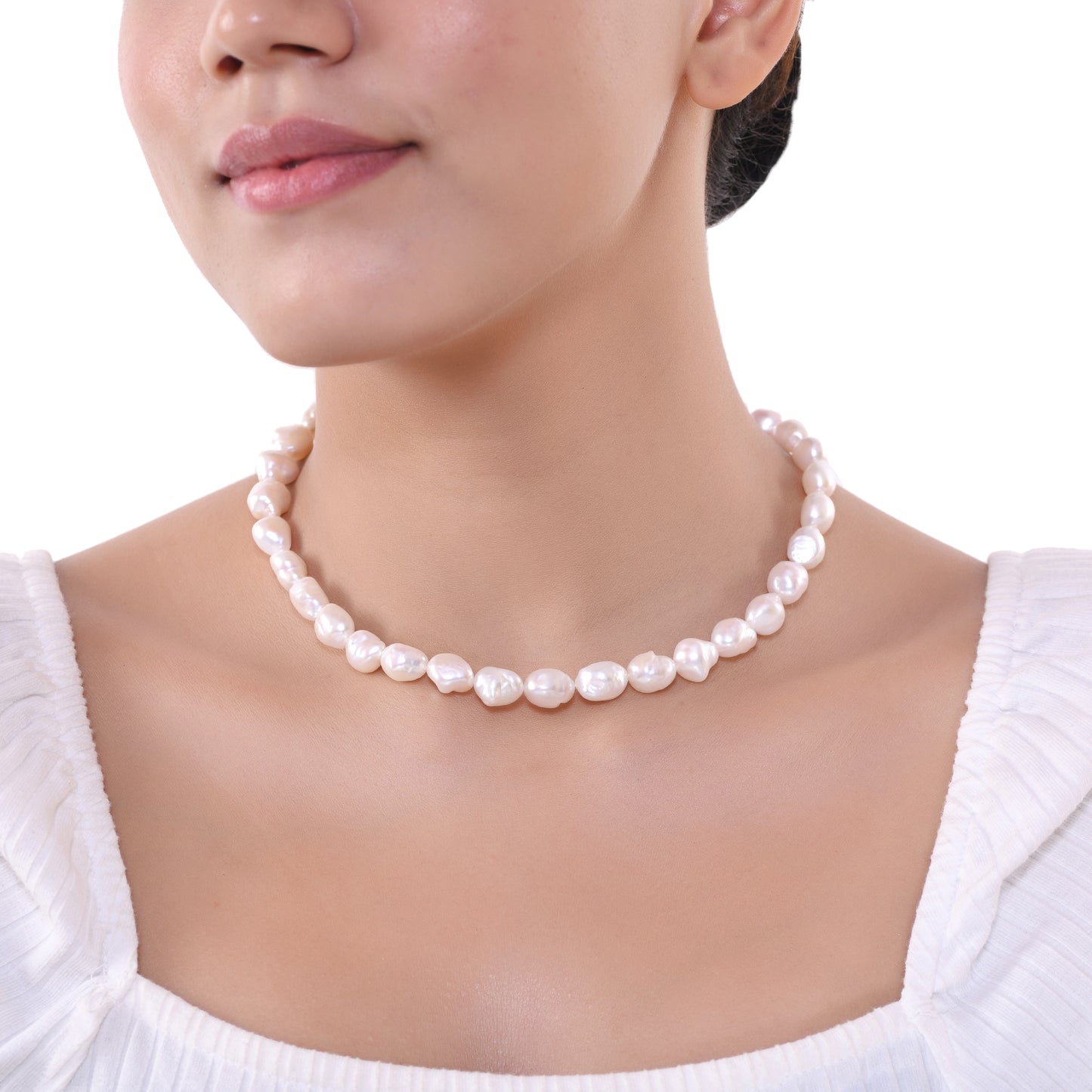Timeless Natural Baroque Pearl Necklace| 925 Silver - From Purl Purl