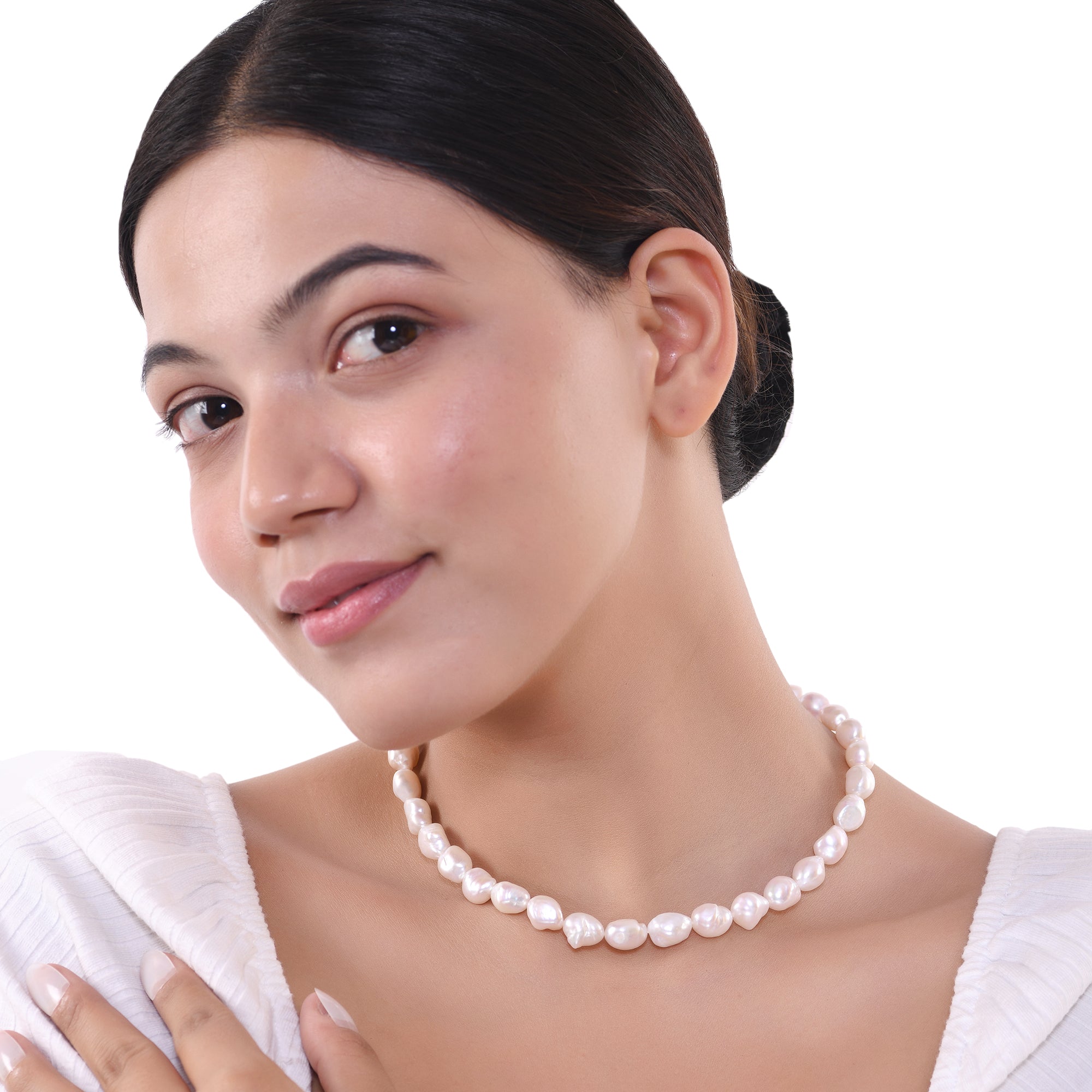 Timeless Natural Baroque Pearl Necklace| 925 Silver - From Purl Purl