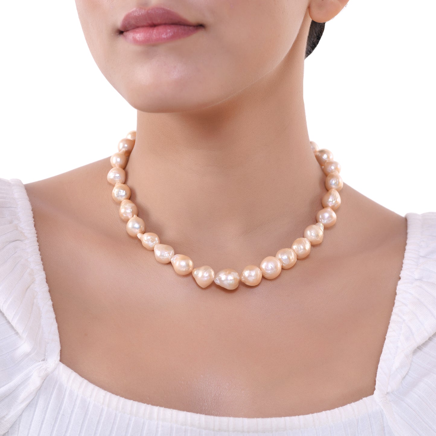 Timeless Natural Pink Baroque Pearl Necklace| 925 Silver - From Purl Purl