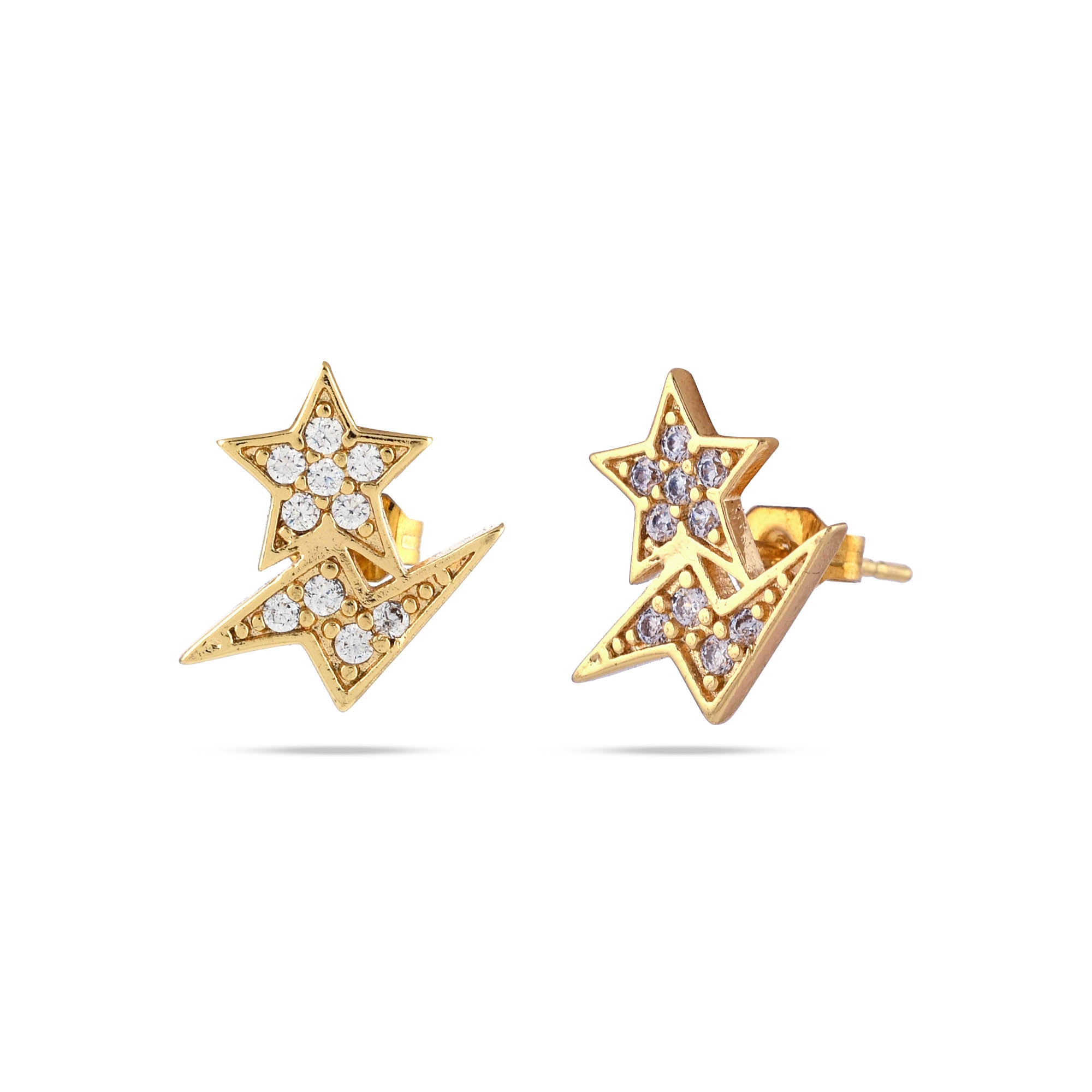 Golden Star and Lightning Bolt Stud Earrings  - From Purl