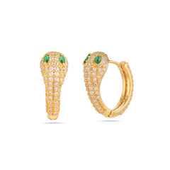 Emerald-Eyed Serpent Hoop Earrings