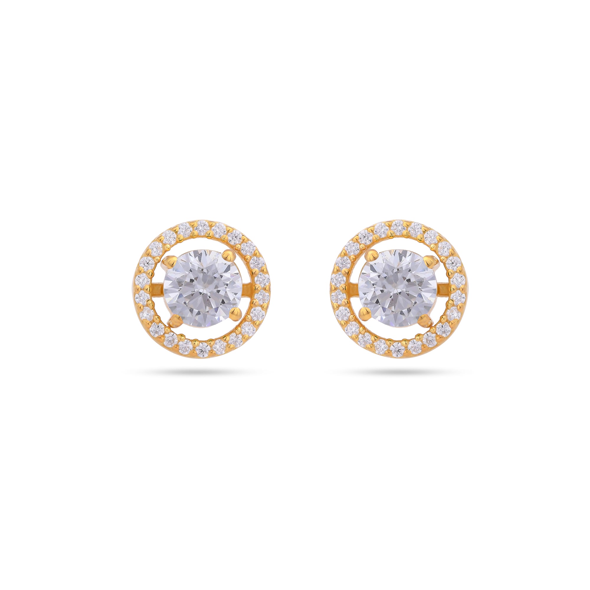 Round Halo Cz Silver Earrings - From Purl Purl