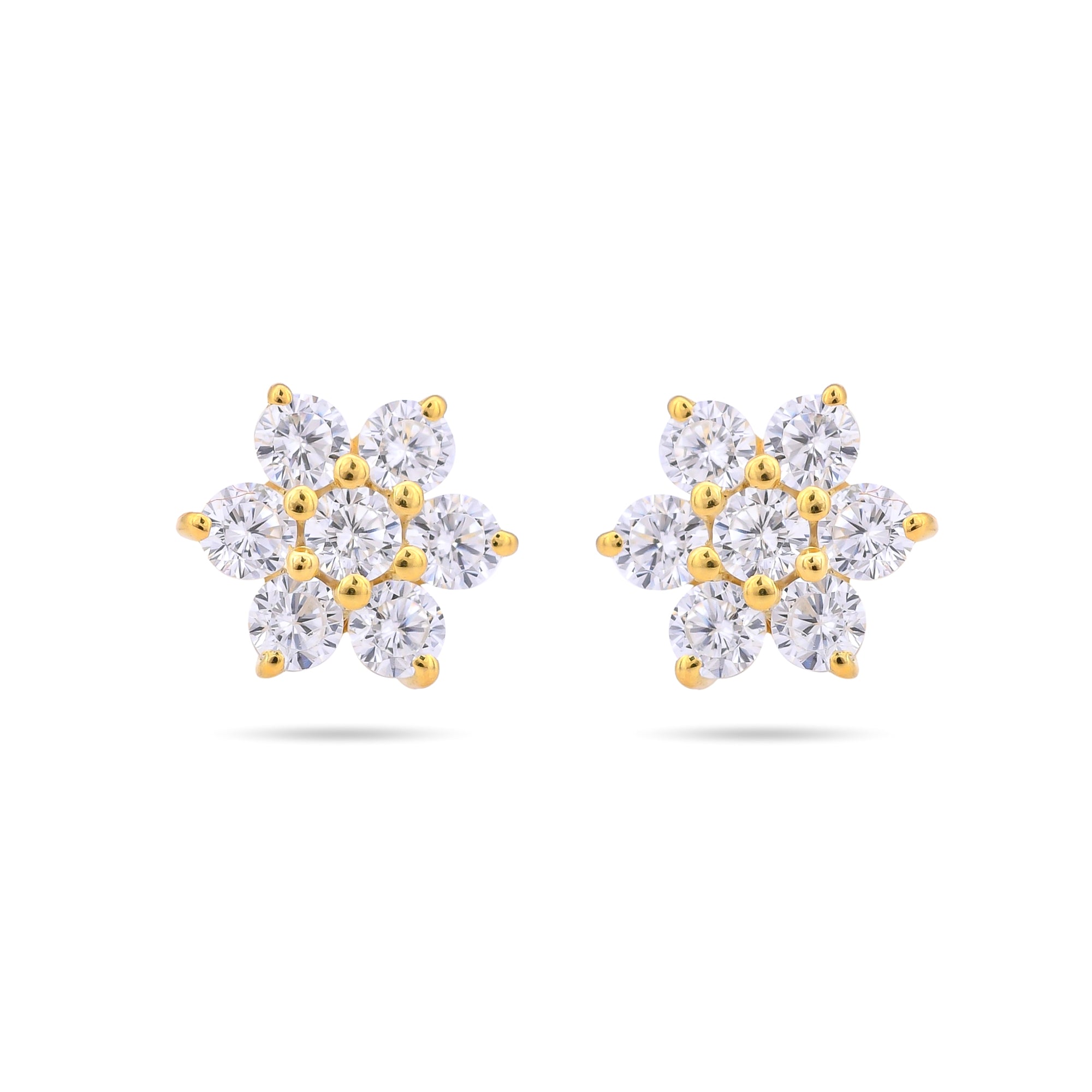 White Diamond Satnagi (Cluster) Studs Earrings 925 Silver| Gold Plated - From Purl Purl