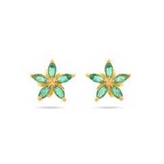 Green Emerald Garden Studs Earrings 925 Silver| Gold Plated